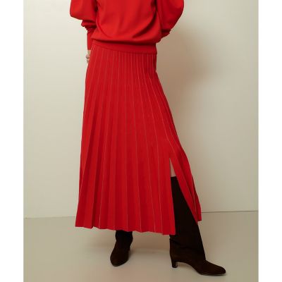 美品♡クリーニング済み♡手洗いOK！エポカ　花柄　シフォンプリーツスカート　赤 美品♡クリーニング済み♡手洗いOK！エポカ 花柄 シフォンプリーツ