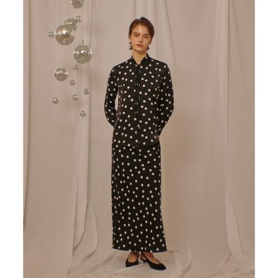 アルアバイル allureville 25年秋冬物水色ドット柄ロングスカート02 コインドットナロースカート | allureville (Women)/アルアバイル