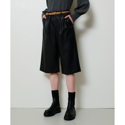 allureville (Women)/アルアバイル フェイクレザーバミューダパンツ 95ブラック ショートパンツ【三越伊勢丹/公式】
