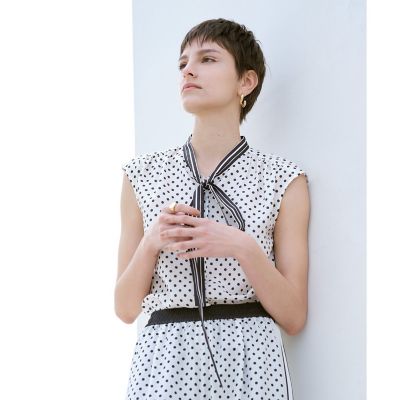 ＜allureville (Women)＞パネルドットプリントボウタイブラウス
