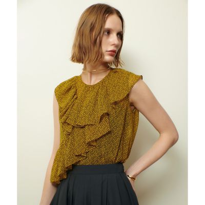 ＜allureville (Women)＞ルミナスプリントアシンメラッフルブラウス