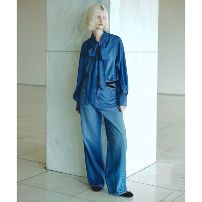 アルアバイル　完売商品　今季　デニムボウタイブラウス デニムボウブラウス | allureville (Women)/アルアバイル | 三越伊勢丹