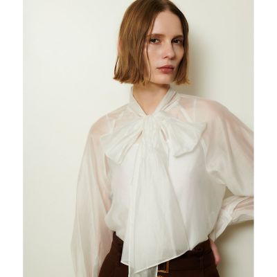 allureville (Women)/アルアバイル シルキーセルロースボウブラウス 02オフホワイト トップス【三越伊勢丹/公式】