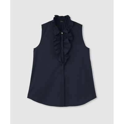 allureville (Women)/アルアバイル フロントフリルノースリブラウス 65ネイビー トップス【三越伊勢丹/公式】