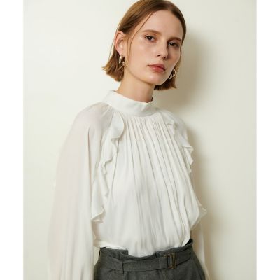 AAYUSHI フリルスリーブブラウス WEB限定・特急便】MEDE19F 〈SELECT〉AAYUSHI スリーブフリル