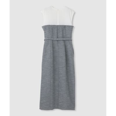 コンパクトツイルカットコンビワンピース アルアバイル グレー S コンパクトツイルカットコンビワンピース | allureville (Women
