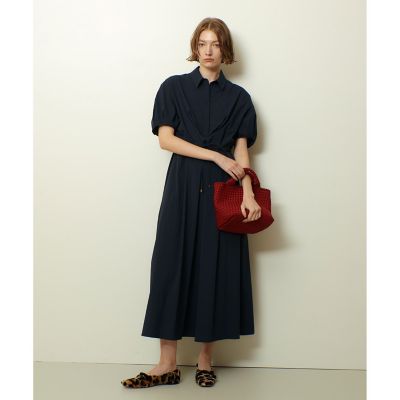 overE　ドロストシャツワンピース　ボルドー overe ドロストシャツワンピース ボルドー - メルカリ