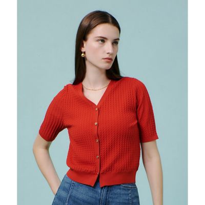 allureville (Women)/アルアバイル ソチッドウェービーV プルオーバー 31オレンジ トップス【三越伊勢丹/公式】