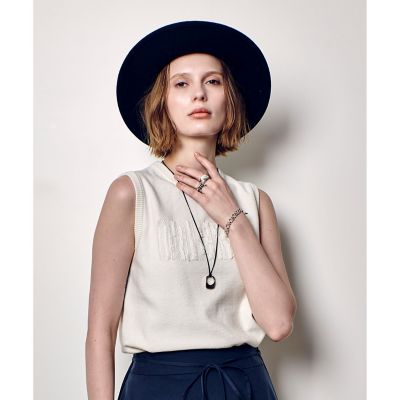 ＜allureville (Women)＞フリンジＪＱロゴプルオーバー