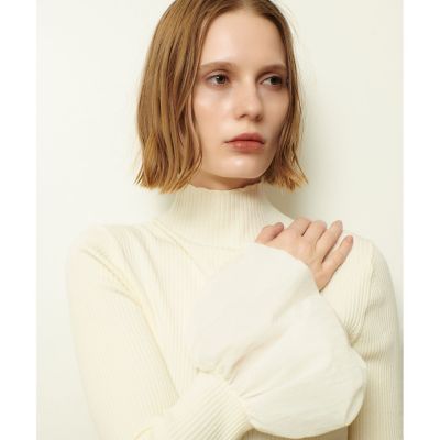 allureville (Women)/アルアバイル タフタバルーンスリーブコンビプルオーバー 02オフホワイト トップス【三越伊勢丹/公式】