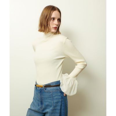 【美品】allureville バルーンスリーブ ニット サイズ2 タフタバルーンスリーブコンビプルオーバー | allureville (Women