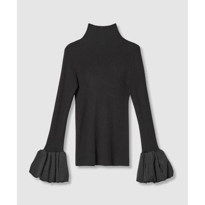 完売品　アルアバイル タフタバルーンスリーブコンビプルオーバー　オフホワイト タフタバルーンスリーブコンビプルオーバー | allureville (Women