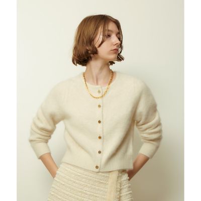 allureville (Women)/アルアバイル カシミヤブレンドファー加工カーディガン 02オフホワイト トップス【三越伊勢丹/公式】