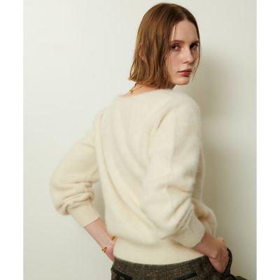 カシミヤブレンドファー加工Vプルオーバー | allureville (Women