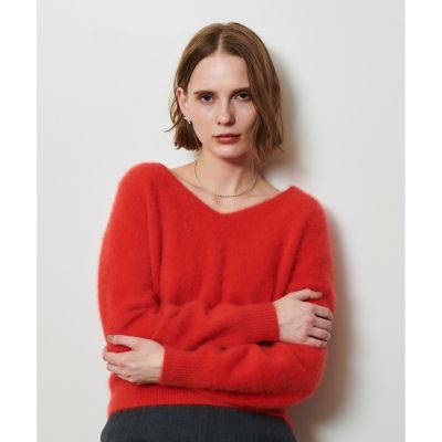 カシミヤブレンドファー加工Vプルオーバー | allureville (Women