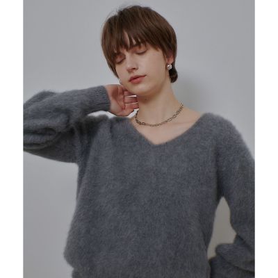 カシミヤブレンドファー加工Vプルオーバー | allureville (Women