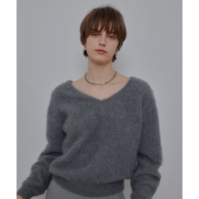 カシミヤブレンドファー加工Vプルオーバー | allureville (Women
