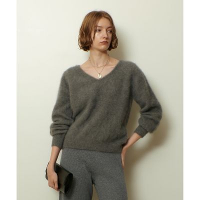 カシミヤブレンドファー加工Vプルオーバー | allureville (Women