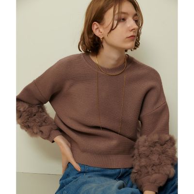 allureville (Women)/アルアバイル ラビットカフクレイジーボタン2WAYプルオーバー 18タン トップス【三越伊勢丹/公式】