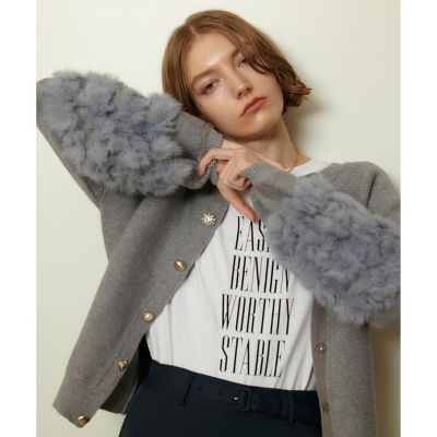 allureville (Women)/アルアバイル ラビットカフクレイジーボタン2WAYプルオーバー 91ライトグレー トップス【三越伊勢丹/公式】