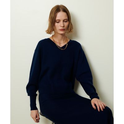 allureville (Women)/アルアバイル ウールスムース2WAYネックプルオーバー 65ネイビー トップス【三越伊勢丹/公式】