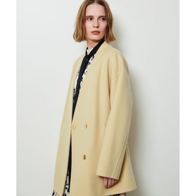 ICBオフベージュ ウールカシミア混紡 ラップコート カシミヤ混リバーミドルラップコート | allureville (Women