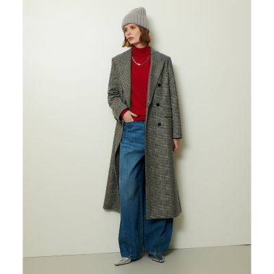 グレンチェックロングチェスターコート | allureville (Women