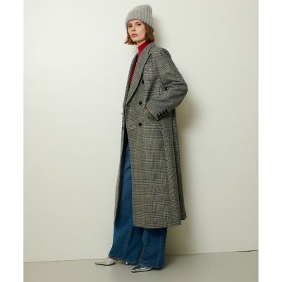 グレンチェックロングチェスターコート | allureville (Women