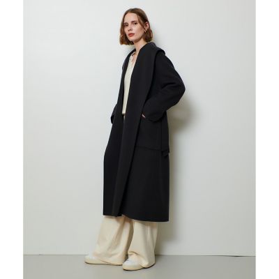 美品✨アルアバイル　リバーショールカラーコート　ウールリバー　ブルー　カシミヤ混 カシミヤ混リバーショールコート | allureville (Women