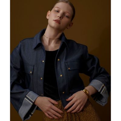 リジッドデニムライクブルゾン | allureville (Women)/アルアバイル