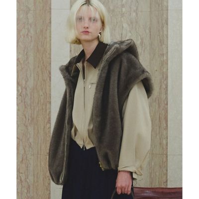 フェイクミンクファーフーディーブルゾン | allureville (Women