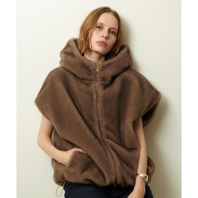 フェイクミンクファーフーディーブルゾン | allureville (Women
