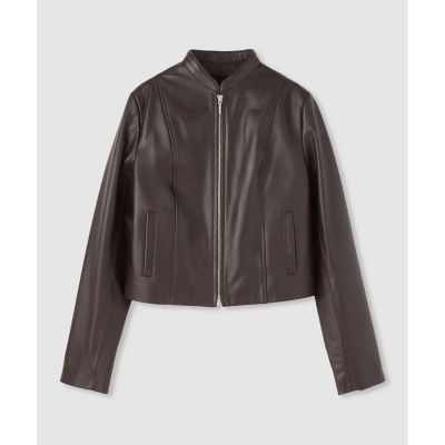 スタンドカラーレザーライダースジャケット | allureville (Women