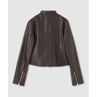 スタンドカラーレザーライダースジャケット | allureville (Women