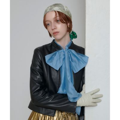 スタンドカラーレザーライダースジャケット | allureville (Women