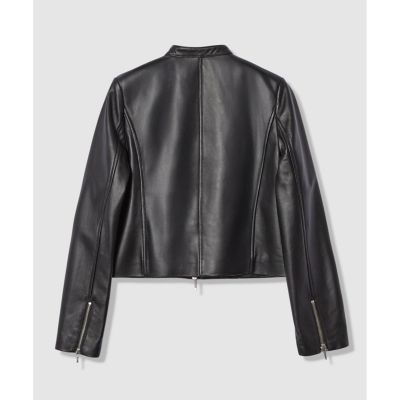 スタンドカラーレザーライダースジャケット | allureville (Women