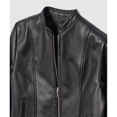 スタンドカラーレザーライダースジャケット | allureville (Women