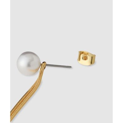 エレガントパールチェーンピアス コットンパールのエレガンスチェーンピアス ハンドメイド ピアス