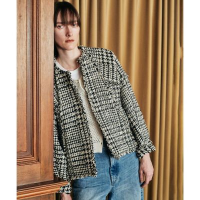 ＜allureville (Women)＞ハウンドトゥースブロッキングジャケット