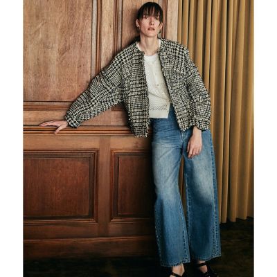 ハウンドトゥースブロッキングジャケット | allureville (Women