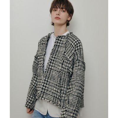 ハウンドトゥースブロッキングジャケット | allureville (Women