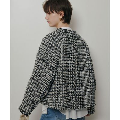 ハウンドトゥースブロッキングジャケット | allureville (Women