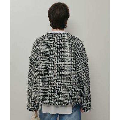 ハウンドトゥースブロッキングジャケット | allureville (Women