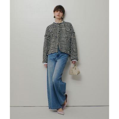 ハウンドトゥースブロッキングジャケット | allureville (Women