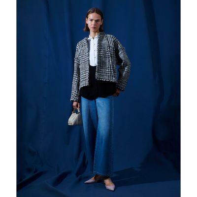 ハウンドトゥースブロッキングジャケット | allureville (Women