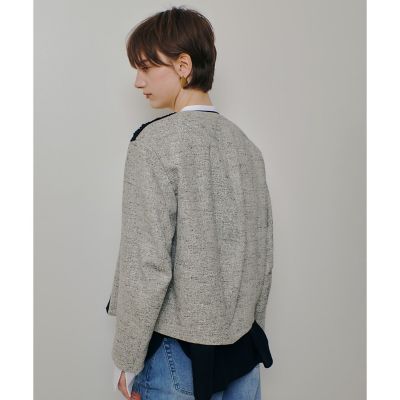 ミックスツイードノーカラージャケット | allureville (Women