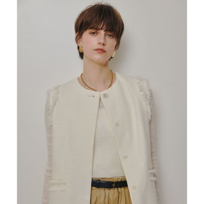 ＜allureville (Women)＞【送料無料】ミックスツイードフレアジレ