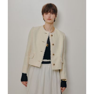 ＜allureville (Women)＞ツィードノーカラージャケット