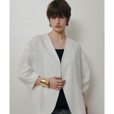 ＜allureville (Women)＞ハーフスリーブカラーレスジャケット