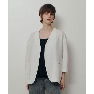 ＜allureville (Women)＞【ＡＴＥＬＩＥＲ　Ｌｉｎｅ】ハーフスリーブカラーレスジャケット